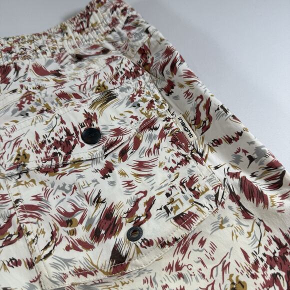 Insight Mens Shorts Sz Small Beige Red Patterned Stretch Hybrid Trunks Pockets - Picture 5 of 10